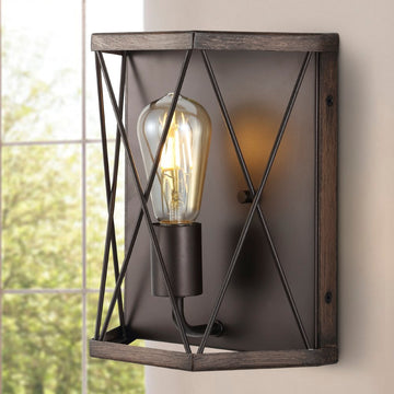Liam 8.25" Rustic Farmhouse Iron LED Sconce - JONATHAN Y